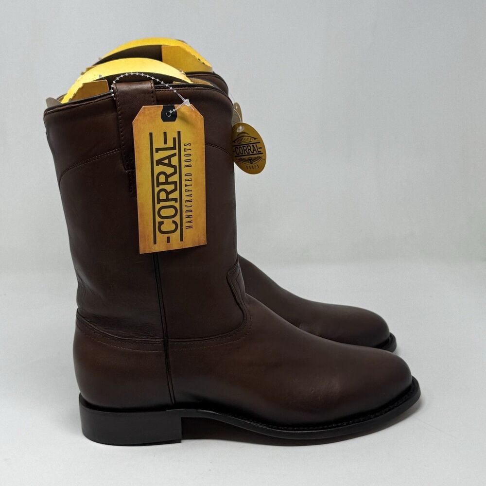 Corral A4068 Cowboy Roper Boots Mens 10 EE Brown Cow Leather Mid Calf Western
